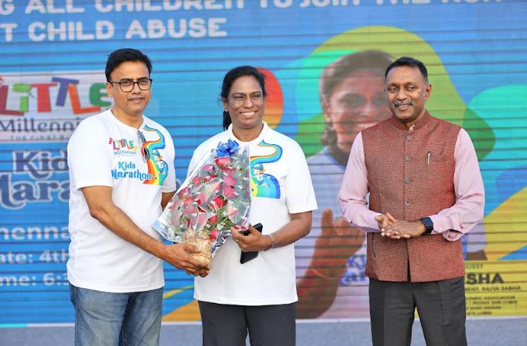 Padam Shri PT Usha Flags Offs and Runs Little Millennium Kids Marathon - a Unique Platform to Support the Cause Against Child Abuse